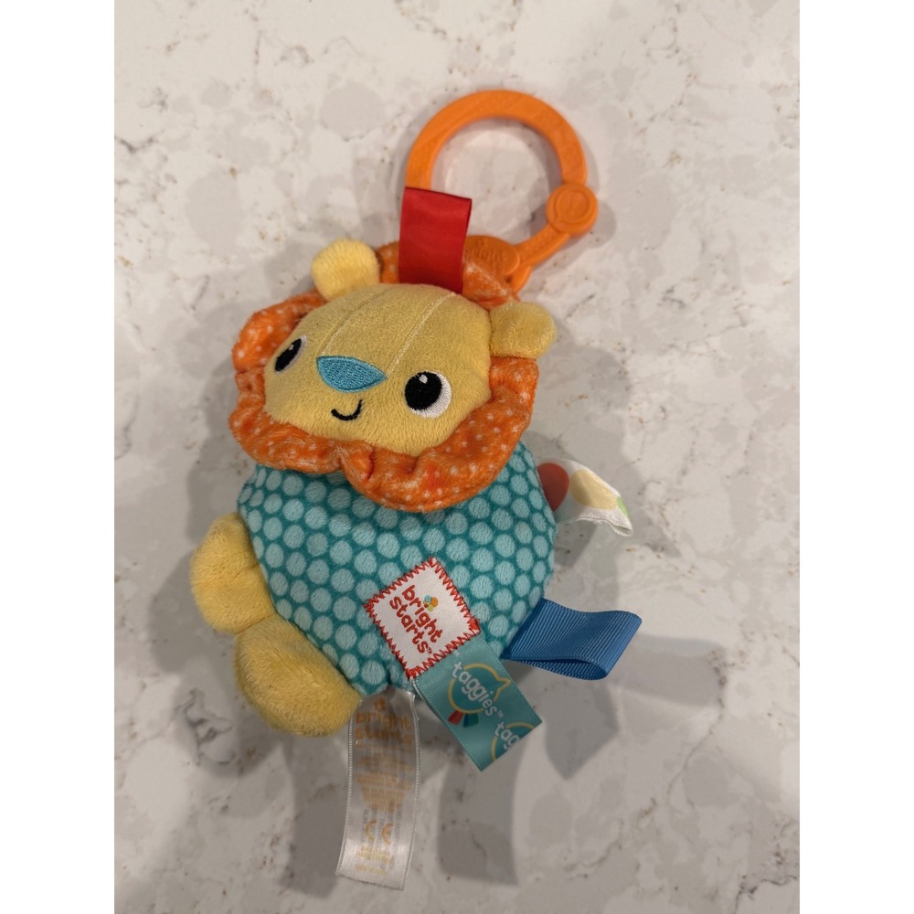 Bright Starts Taggies Lion On-the-Go Plush Stroller Toy‎ Teal Orange Yellow